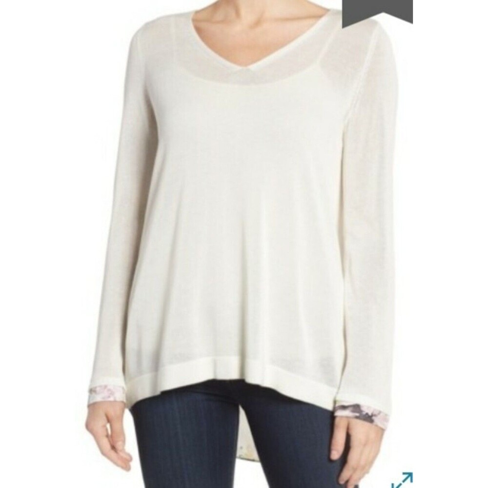 Womens NYDJ Cutaway Back Layer Look Sweater XL